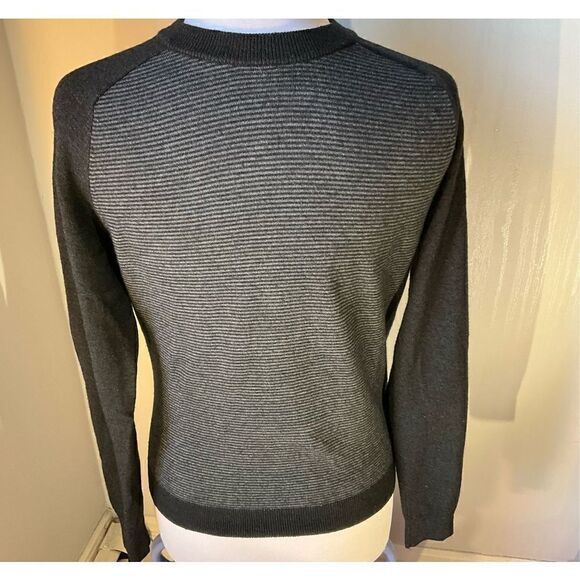Ted Baker Men’s Crewneck Wool Blend Sweater, Striped Bodice, Solid Arms, Size S - Picture 3 of 11